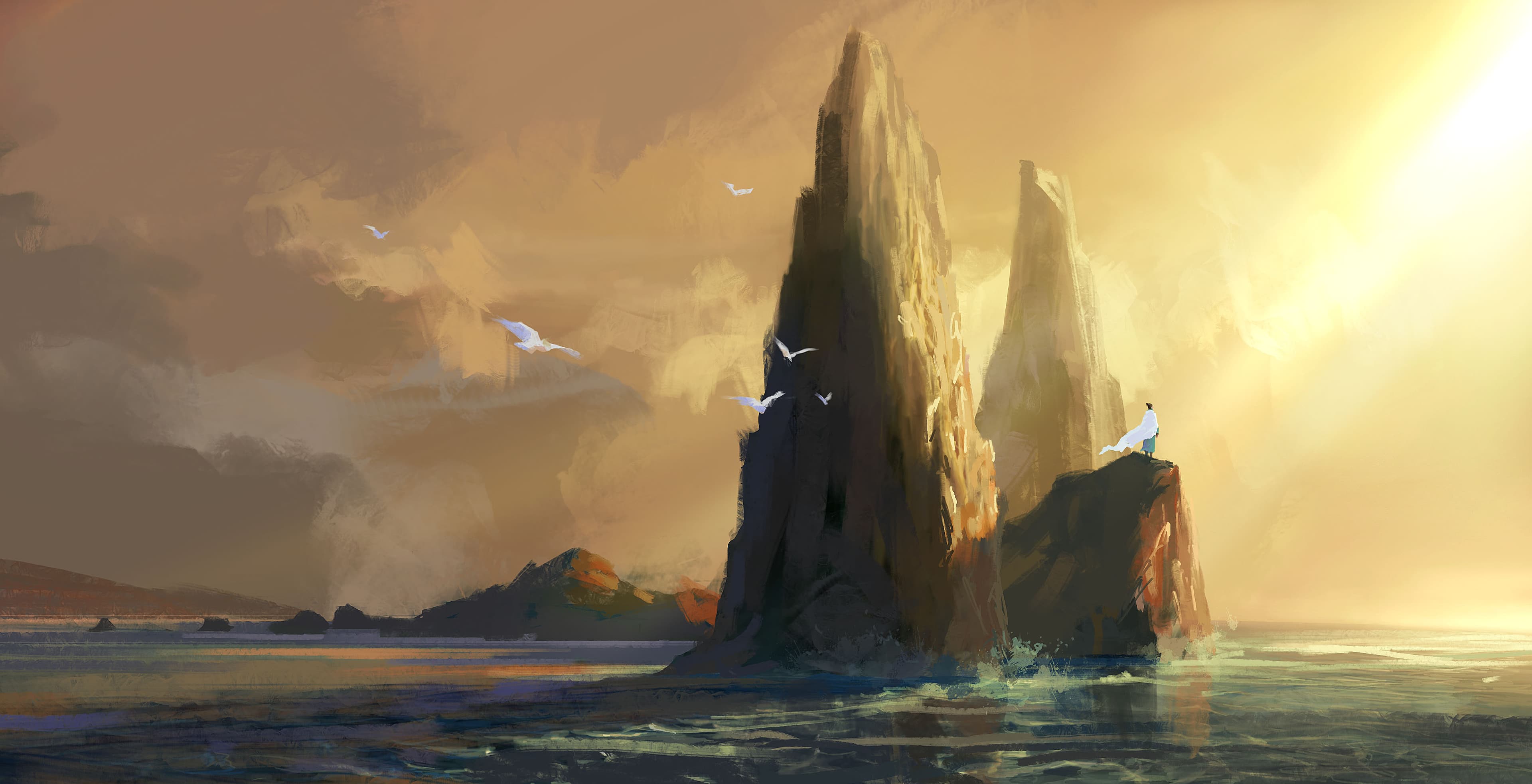 A wondrous fantasy landscape with a majestic castle, invoking creativity and wonder